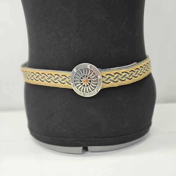 Retro Medallion Belt Buckle Nylon Mackenzie Adjustable Belt Boho Festival Vtg